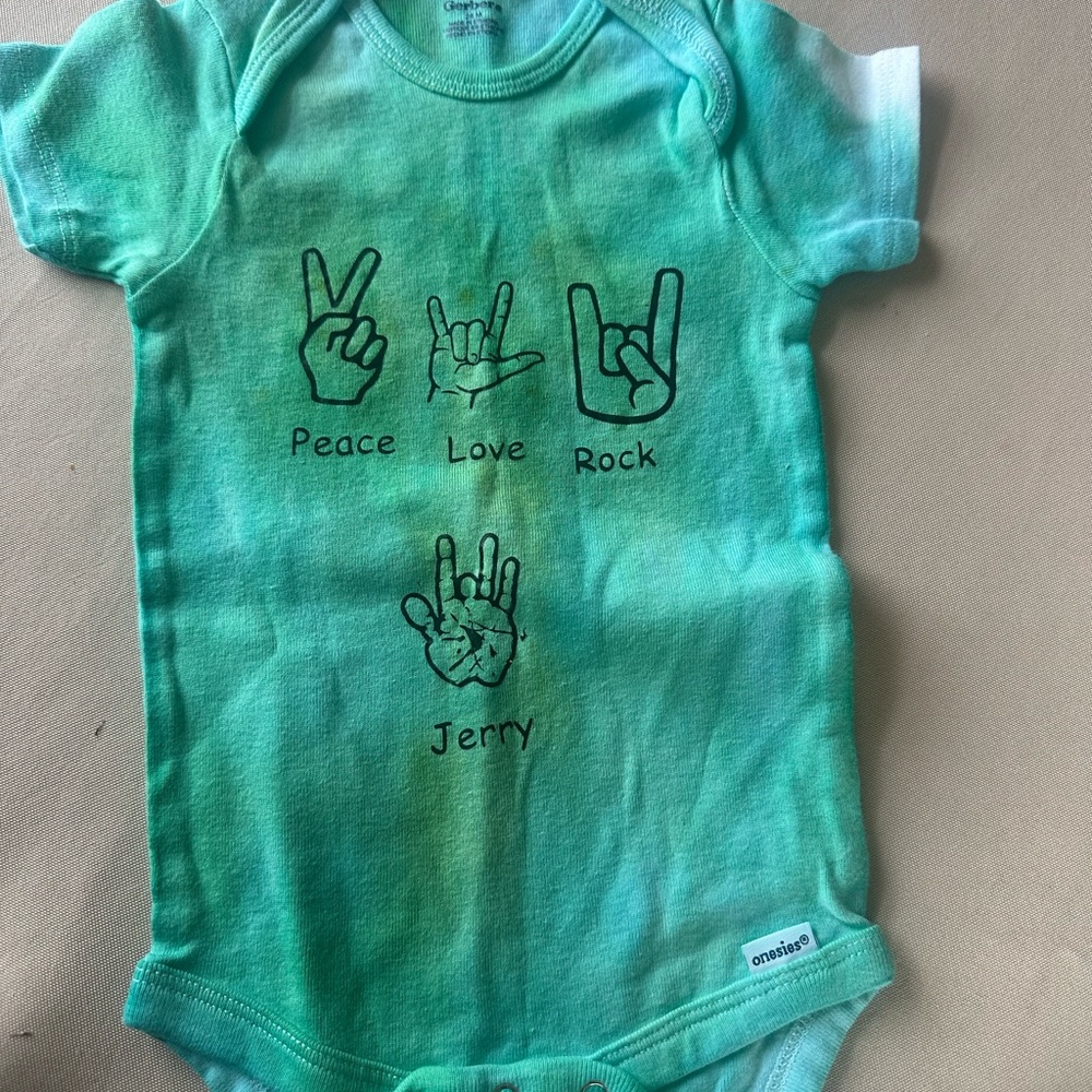Gerber Peace Love Rock Jerry Green Tie-Dye Baby One-Piece